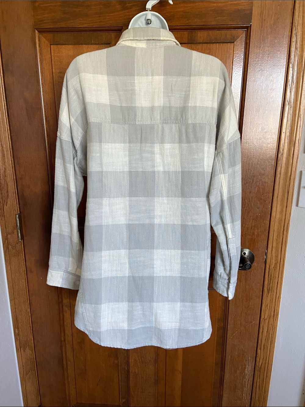 American Eagle relaxed fit pullover half button tunic style plaid flannel XS - Picture 5 of 10